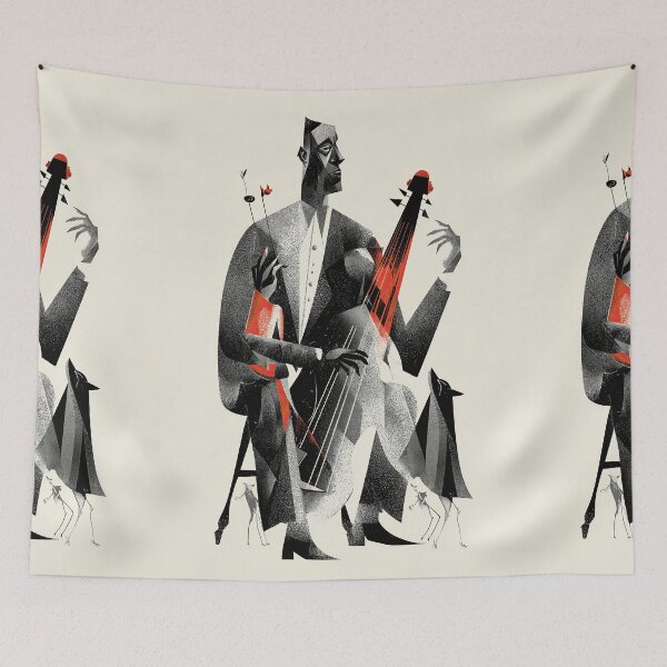 Item preview, Stylized Musician Playing Cello Illustration designed and sold by Piotrek0001.