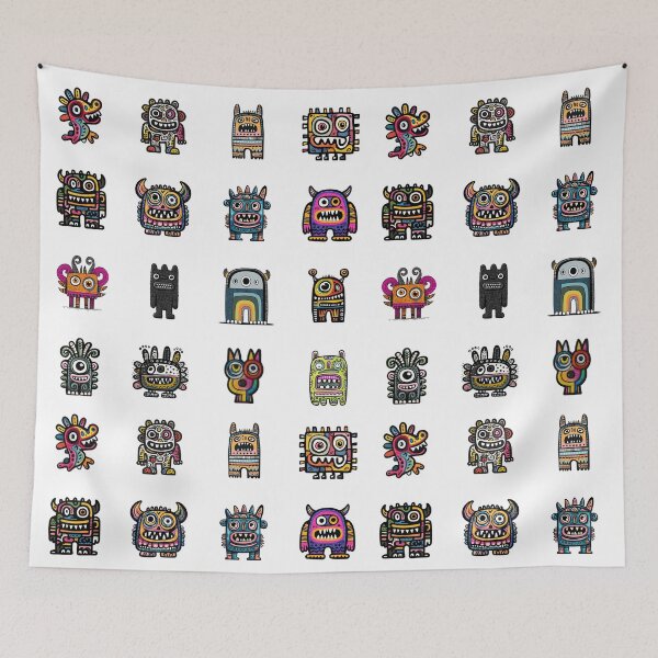 Item preview, Funny Monster Sticker Set – Colorful Cute Doodle Creatures designed and sold by sabantha.