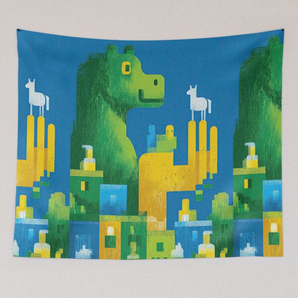 Item preview, Green Dinosaur in City Geometric Cartoon designed and sold by Piotrek0001.