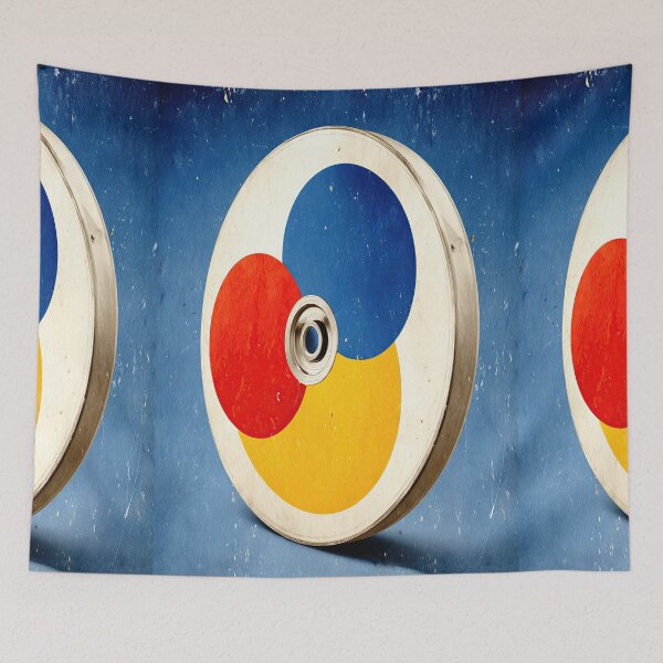 Item preview, Blue Vinyl Record Art on Orange Background designed and sold by Piotrek0001.