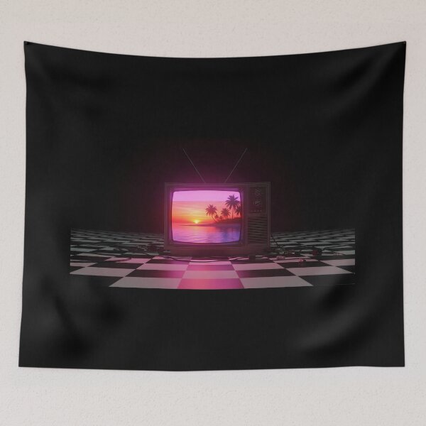 Item preview, Neon Synthwave Sunset in a Retro TV designed and sold by powersunlight.