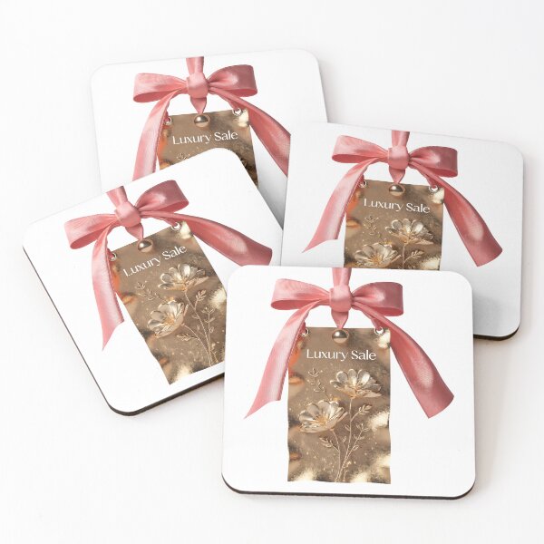 Item preview, Luxury sale tag with elegant pink ribbon and gold floral design designed and sold by Creative88Art.