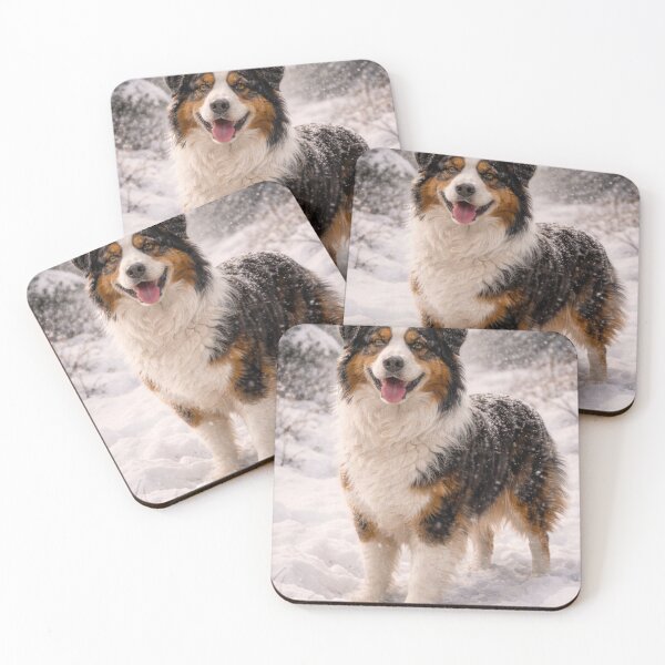 Item preview, Winter Watch – Australian Shepherd in Falling Snow designed and sold by VandVArt.