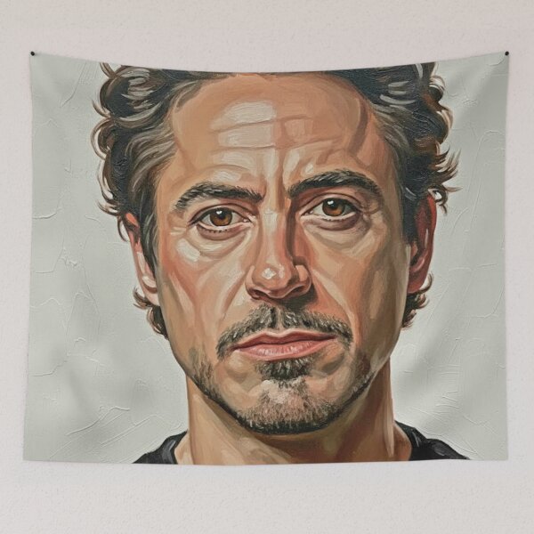 Item preview, The Genius Architect: Robert Downey Jr. Masterful Impasto Portrait designed and sold by Art's Diner.