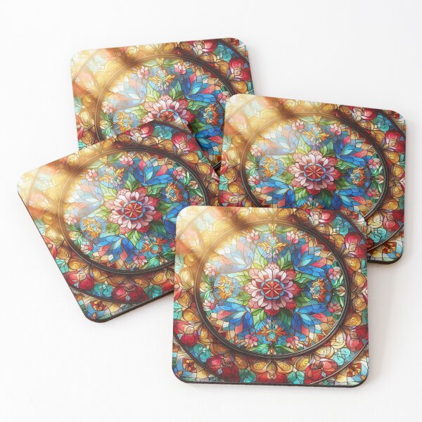 Item preview, Floral Stained Glass Mandala designed and sold by TinCatOutPost.
