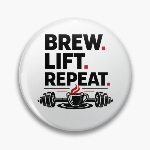 Item preview, Brew Lift Repeat Coffee Barbell Vector Graphic Gym Motivation designed and sold by Thread-Riot.