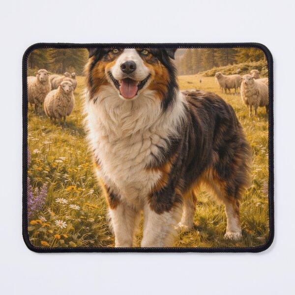 Item preview, Alpine Shepherd – Australian Shepherd in Mountain Meadow designed and sold by VandVArt.