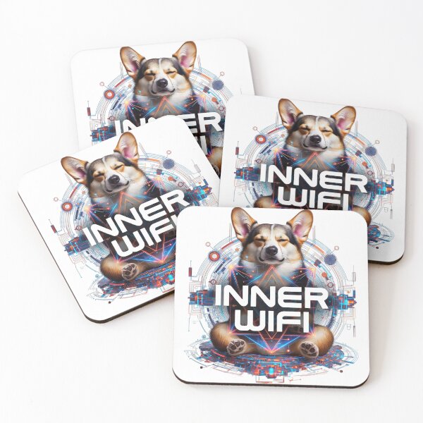 Item preview, Meditating Corgi with Futuristic Inner Wifi designed and sold by newvisionart191.