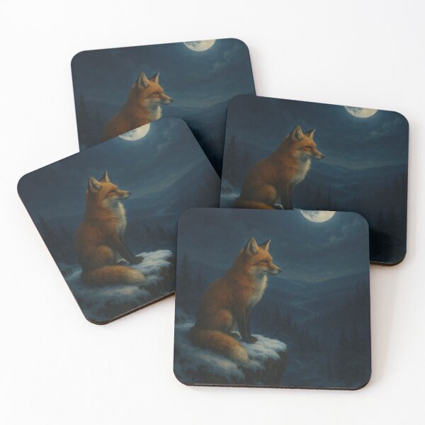 Item preview, Moonlit Vigil – Red Fox Under the Full Moon designed and sold by VandVArt.