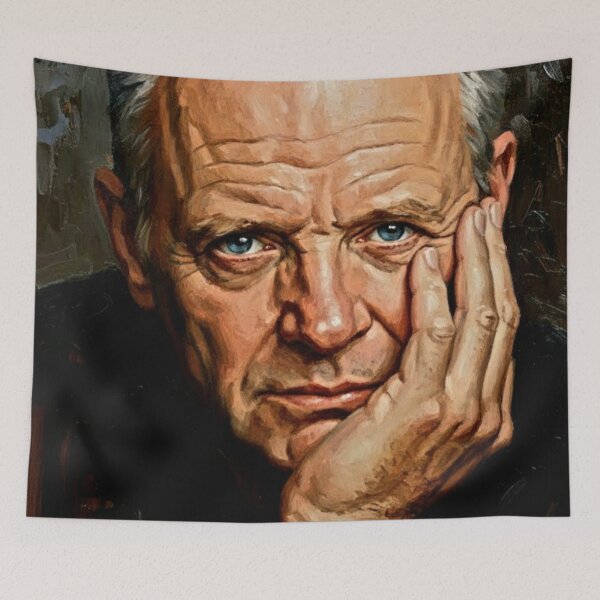 Item preview, The Master’s Silence: Anthony Hopkins Soulful Impasto Portrait designed and sold by Art's Diner.