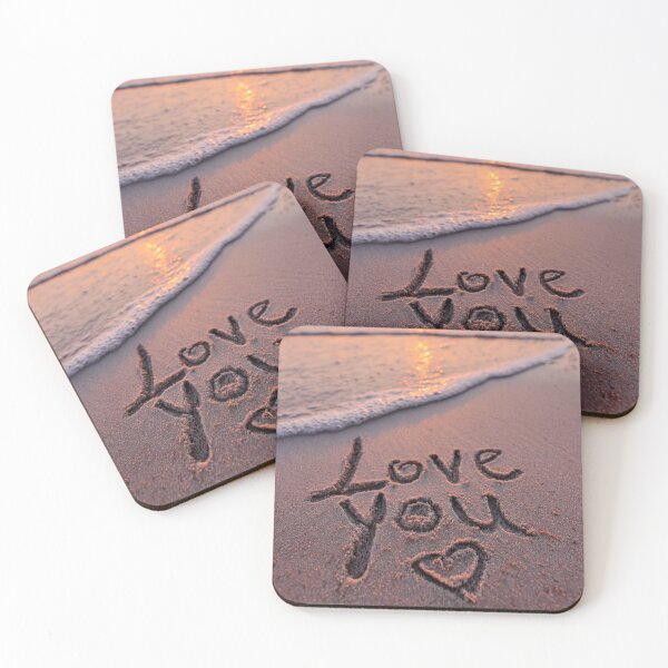 Item preview,  Love You Written In Beach With Heart Sand At Sunset designed and sold by chase-thewave.