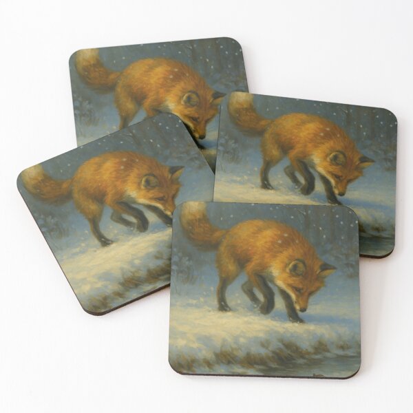 Item preview, Winter Hunt – Red Fox in Falling Snow designed and sold by VandVArt.