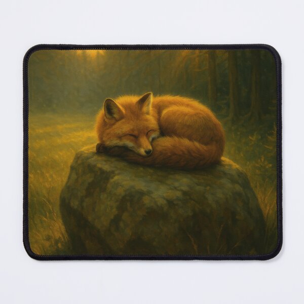 Item preview, Forest Slumber – Sleeping Red Fox at Golden Dusk designed and sold by VandVArt.