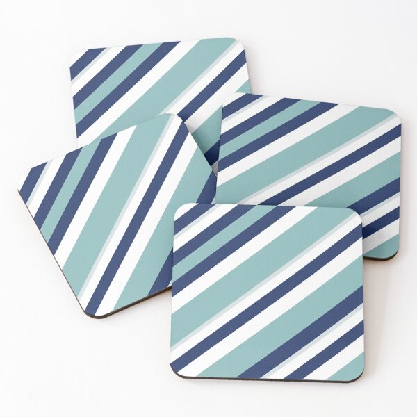 Item preview, Sapphire Blue White Light Teal Diagonal Stripes designed and sold by burbankdesigns.