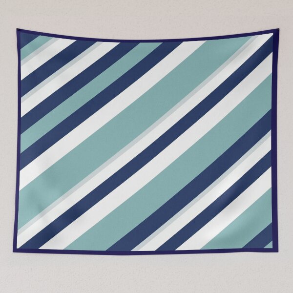 Item preview, Sapphire Blue White Light Teal Diagonal Stripes designed and sold by burbankdesigns.