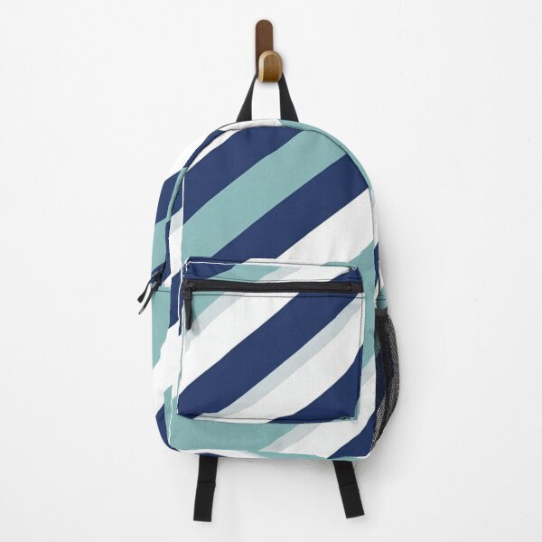 Item preview, Sapphire Blue White Light Teal Diagonal Stripes designed and sold by burbankdesigns.