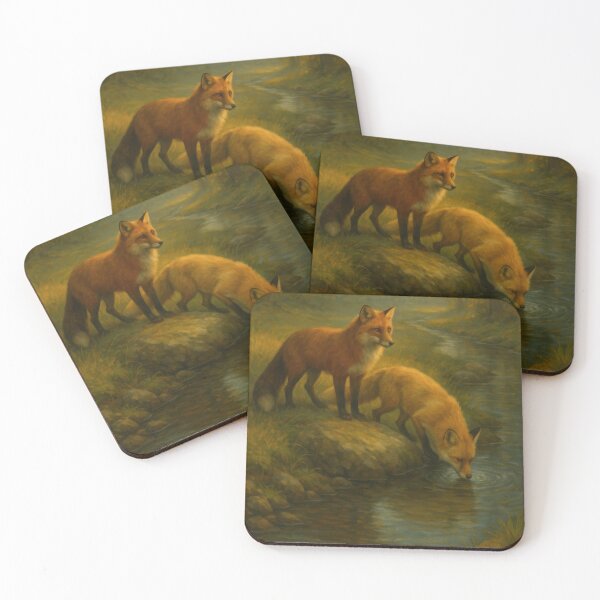 Item preview, Woodland Companions – Red Foxes by the Forest Stream designed and sold by VandVArt.