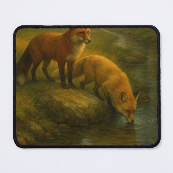 Item preview, Woodland Companions – Red Foxes by the Forest Stream designed and sold by VandVArt.
