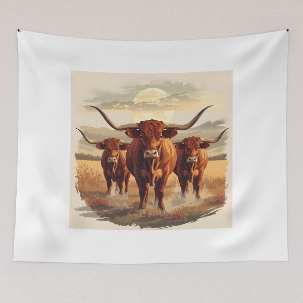 Item preview, Texas Longhorn Trio Western Art designed and sold by DariaOltes.