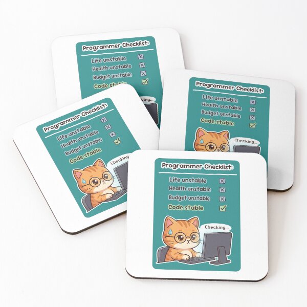 Item preview, Programmer Checklist Vertical Teal - Programmer Cat Graphic Tees and Merch designed and sold by cheesenight.