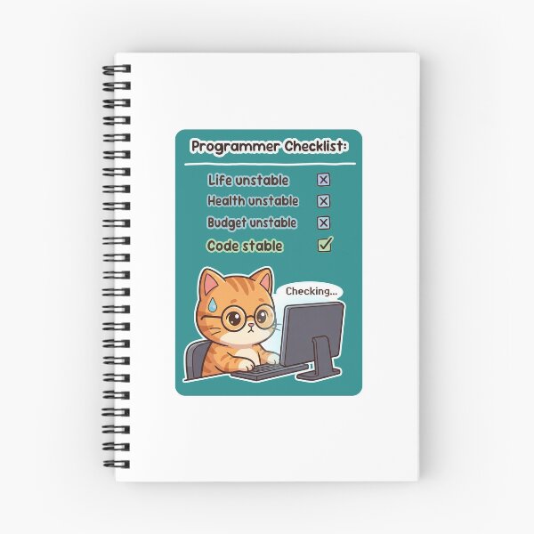 Item preview, Programmer Checklist Vertical Teal - Programmer Cat Graphic Tees and Merch designed and sold by cheesenight.