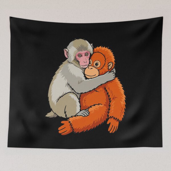 Item preview, Monkey And Orangutan Hugging Primate Friendship Wildlife Lovers designed and sold by SofenArt.