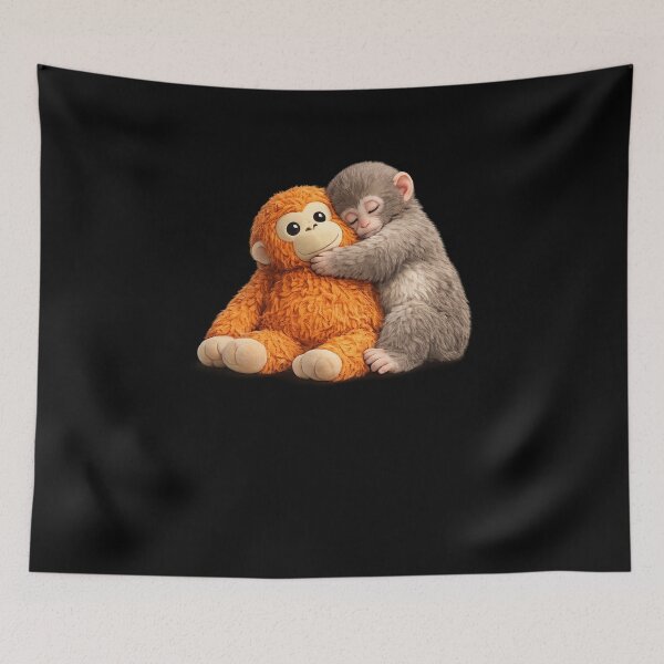 Item preview, Cute Baby Monkey Cuddling Orangutan Animal Lover designed and sold by SofenArt.