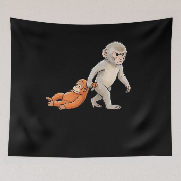 Item preview, Funny Monkey Dragging Orangutan Primate Sibling Humor designed and sold by SofenArt.