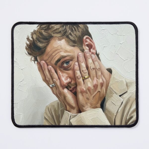 Item preview, The Hidden Gaze: Jude Law Introspective Impasto Portrait designed and sold by Art's Diner.