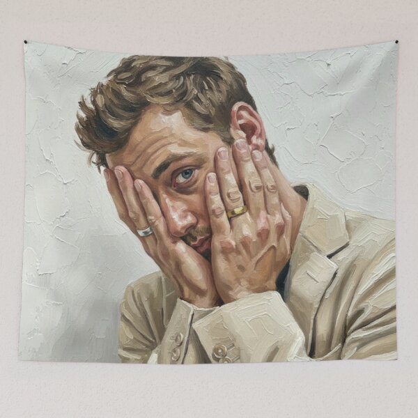 Item preview, The Hidden Gaze: Jude Law Introspective Impasto Portrait designed and sold by Art's Diner.