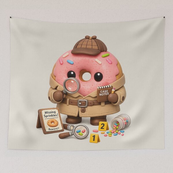 Item preview, Cute Detective Donut | Kawaii 3D CGI Missing Sprinkles Mystery designed and sold by Moons Studio.
