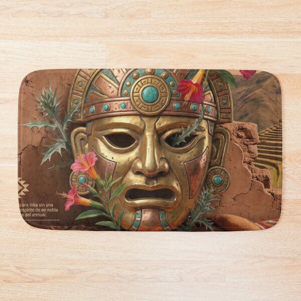 Item preview, Golden Inca Mask among Ruins and Nature designed and sold by HANANTI.