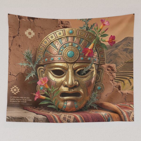 Item preview, Golden Inca Mask among Ruins and Nature designed and sold by HANANTI.