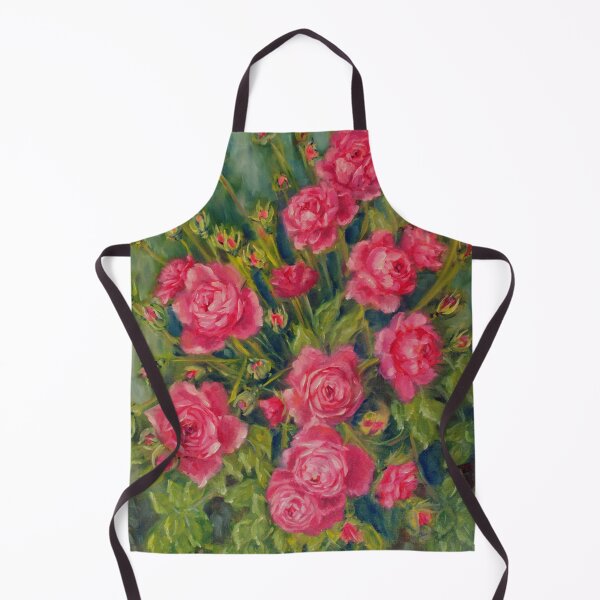 Item preview, Pink Rose Bush - Vibrant Summer Garden Oil Painting designed and sold by JurateArt-DK.