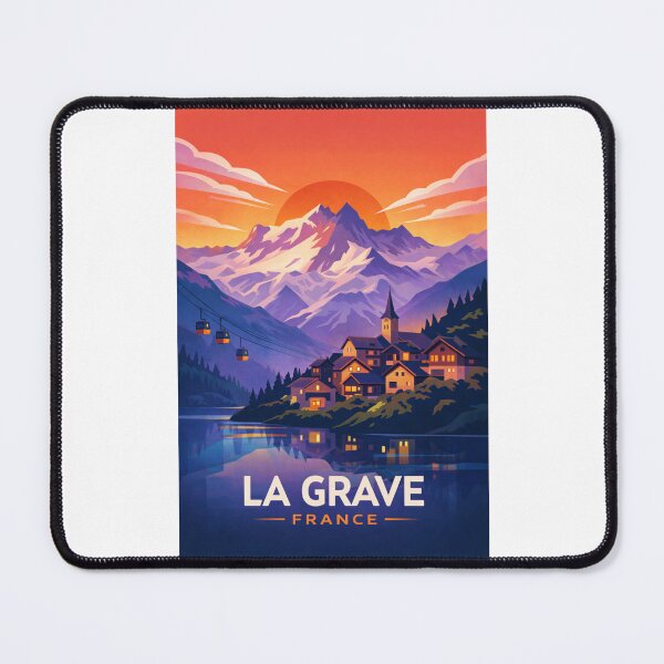 Item preview, La Grave France Village and La Meije Massif in Hautes-Alpes Auvergne-Rhône-Alpes at Sunset designed and sold by Places On Earth.