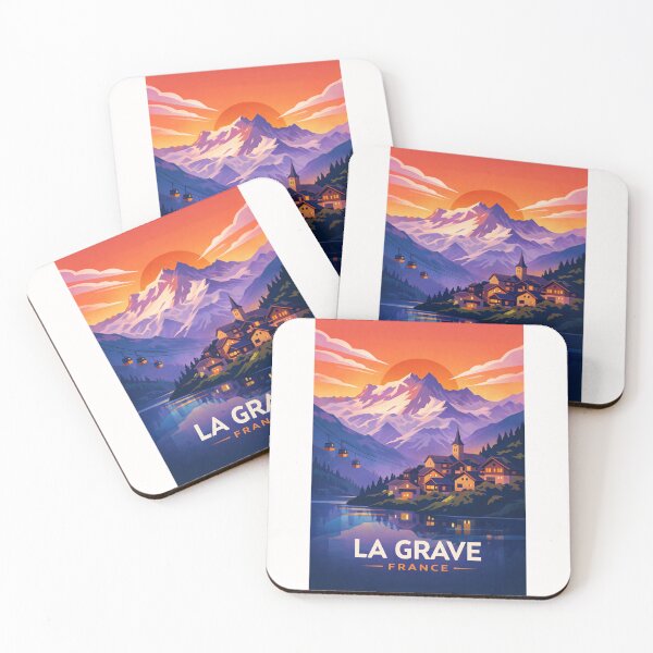 Item preview, La Grave France Village and La Meije Massif in Hautes-Alpes Auvergne-Rhône-Alpes at Sunset designed and sold by Places On Earth.