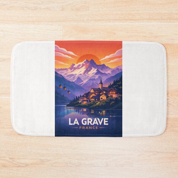 Item preview, La Grave France Village and La Meije Massif in Hautes-Alpes Auvergne-Rhône-Alpes at Sunset designed and sold by Places On Earth.