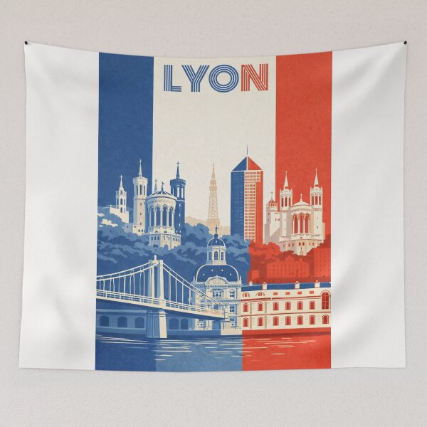 Item preview, Lyon France Skyline with Fourvière Basilica and Tour Part-Dieu in Auvergne-Rhône-Alpes designed and sold by Places On Earth.