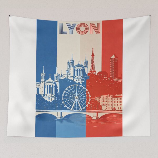 Item preview, Lyon France Panorama with Basilica of Notre-Dame de Fourvière and Place Bellecour designed and sold by Places On Earth.