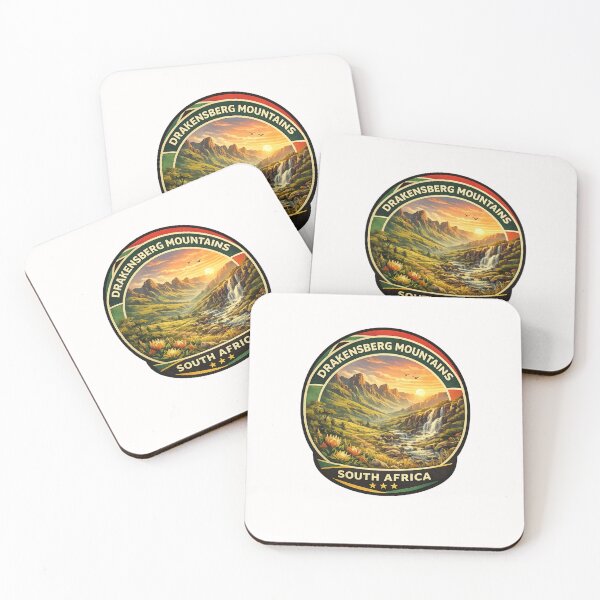 Item preview, Drakensberg Mountains South Africa Vintage Travel Badge Sunset Landscape designed and sold by Places On Earth.