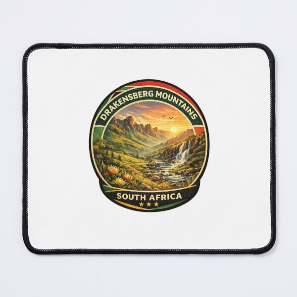 Item preview, Drakensberg Mountains South Africa Vintage Travel Badge Sunset Landscape designed and sold by Places On Earth.