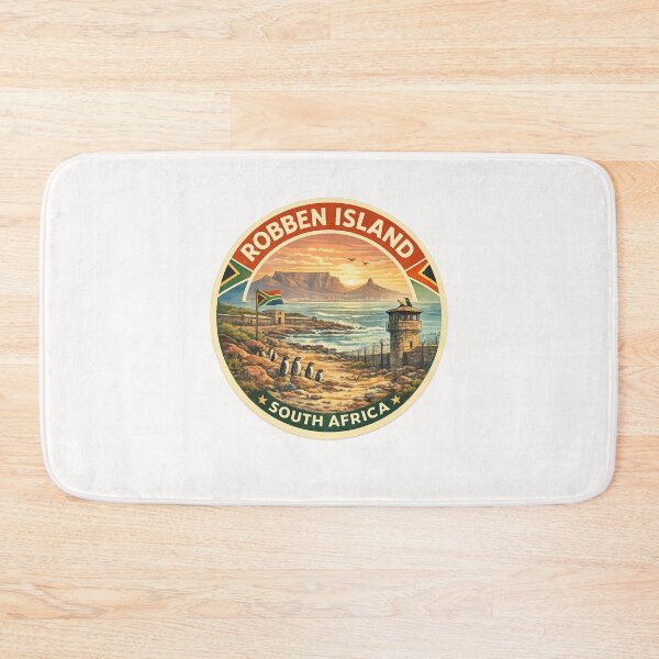 Item preview, Robben Island South Africa Vintage Travel Emblem with Table Mountain designed and sold by Places On Earth.