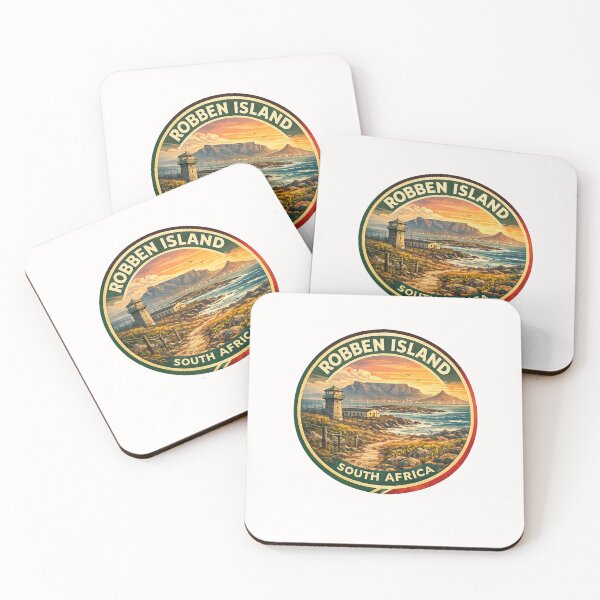 Item preview, Robben Island South Africa Retro Coastal Badge with Table Mountain designed and sold by Places On Earth.