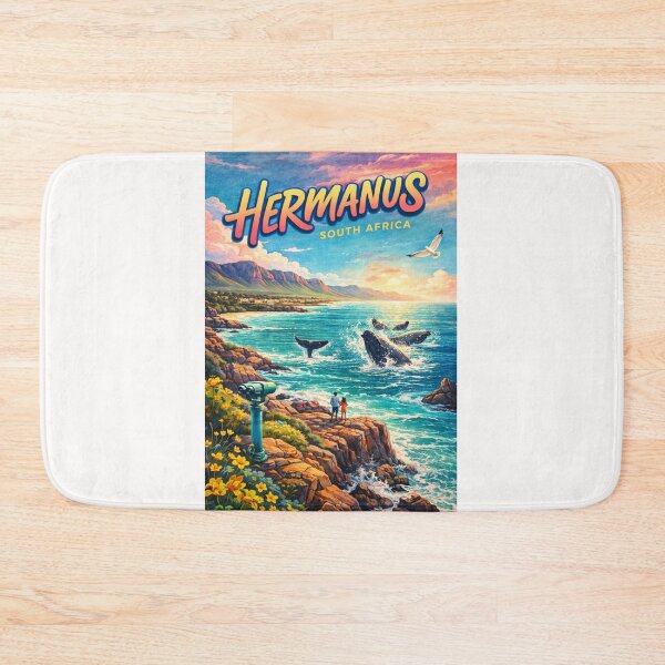 Item preview, Hermanus South Africa Retro Travel Poster Whale Coast designed and sold by Places On Earth.