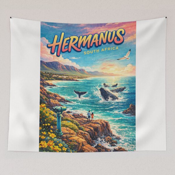 Item preview, Hermanus South Africa Retro Travel Poster Whale Coast designed and sold by Places On Earth.