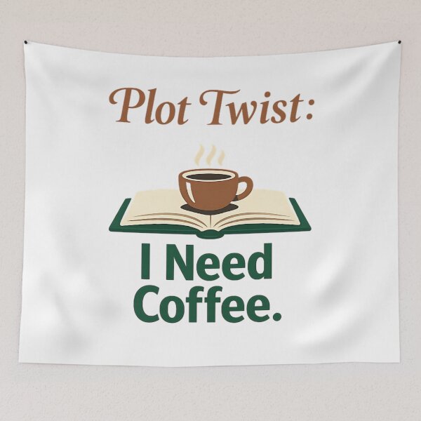 Item preview, Plot Twist I Need Coffee Book & Mug Illustration Cozy Reader Aesthetic designed and sold by Thread-Riot.