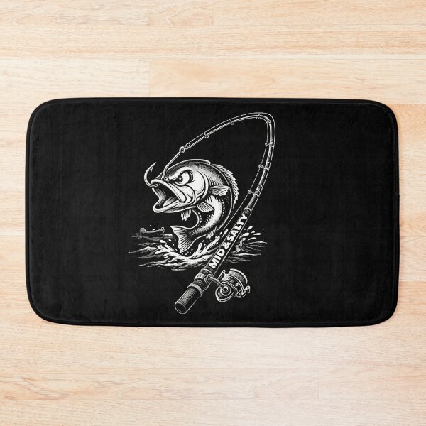 Item preview, Hooked Leaping Fish & Rod Mid & Salty Illustration  designed and sold by EquanimiTee.