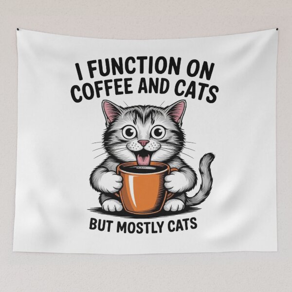 Item preview, Function On Coffee But Mostly Cats - Funny Humor Art designed and sold by Mr-wow.