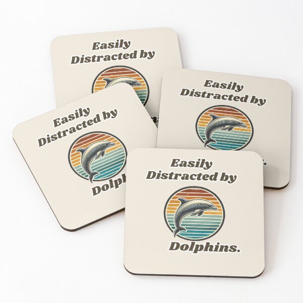 Item preview, Dolphin Retro Easily Distracted By Dolphins Funny Dolphin Lover Gift designed and sold by TheScruffyGoose.