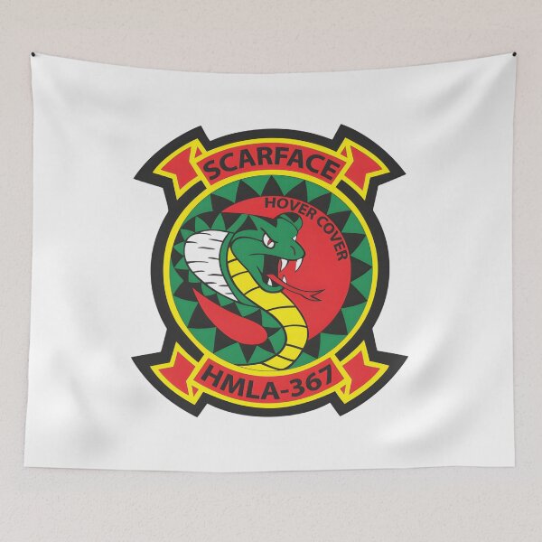 Item preview, HMLA-367 Scarface Marine Light Attack Helicopter Squadron Emblem designed and sold by CharlieDesings.